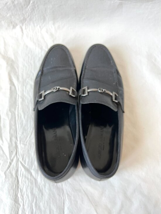 Giorgio Armani loafers black leather textured horsebit UK 8 US 9 slip on shoes main image 6